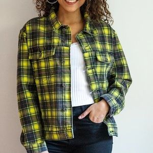 Ragged  Jeans Line Plaid Denim Jacket